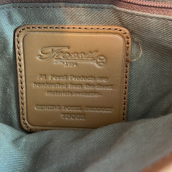 Vintage Boho Fossil Purse with Wood/Wicker Handles and Leaf Pattern - Picture 7 of 14